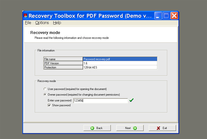 two modes password recovery